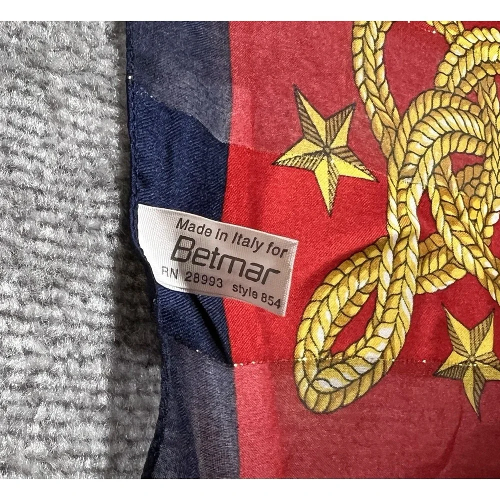 Betmar Italy Semisheer Striped Nautical American Star Handkerchief‎ Scarf Square